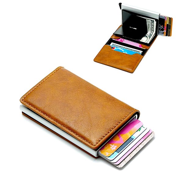 Mens RFID Blocking Leather Credit Card ID Holder Pop Up Slim Card Wallet - Picture 5 of 13